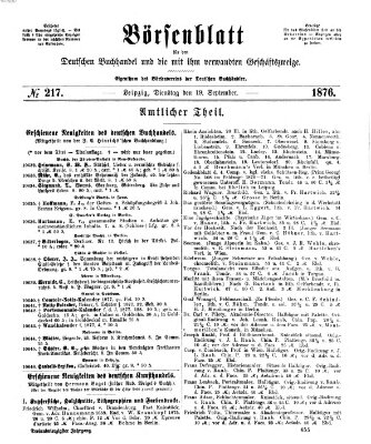 Börsenblatt für den deutschen Buchhandel Dienstag 19. September 1876