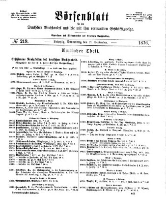 Börsenblatt für den deutschen Buchhandel Donnerstag 21. September 1876