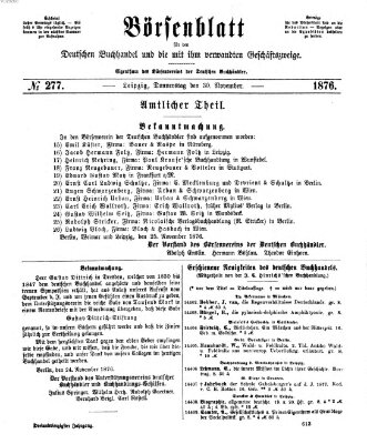 Börsenblatt für den deutschen Buchhandel Donnerstag 30. November 1876