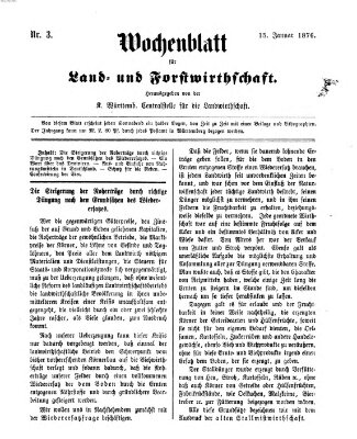 Wochenblatt für Land- und Forstwirthschaft Samstag 15. Januar 1876