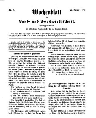 Wochenblatt für Land- und Forstwirthschaft Samstag 29. Januar 1876