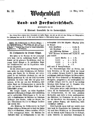 Wochenblatt für Land- und Forstwirthschaft Samstag 18. März 1876