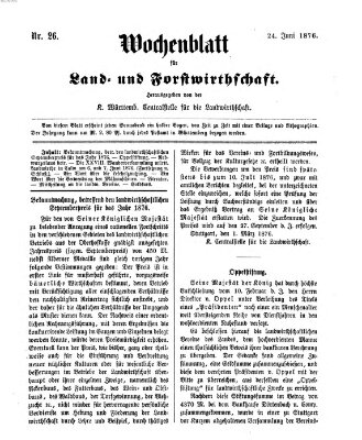 Wochenblatt für Land- und Forstwirthschaft Samstag 24. Juni 1876