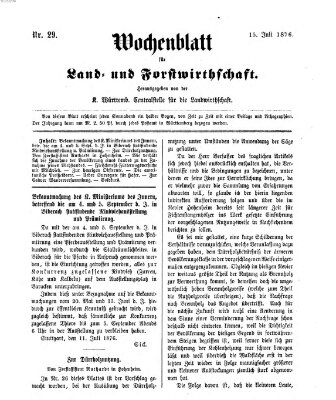 Wochenblatt für Land- und Forstwirthschaft Samstag 15. Juli 1876