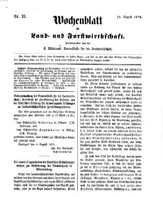 Wochenblatt für Land- und Forstwirthschaft Samstag 12. August 1876