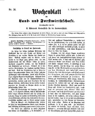 Wochenblatt für Land- und Forstwirthschaft Samstag 2. September 1876