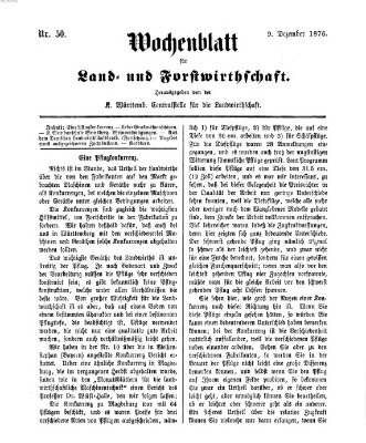 Wochenblatt für Land- und Forstwirthschaft Samstag 9. Dezember 1876