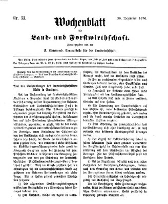 Wochenblatt für Land- und Forstwirthschaft Samstag 30. Dezember 1876