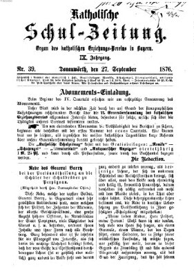 Katholische Schulzeitung (Bayerische Schulzeitung) Mittwoch 27. September 1876