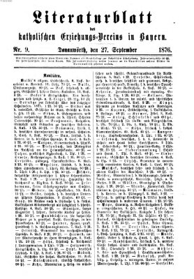 Katholische Schulzeitung (Bayerische Schulzeitung) Mittwoch 27. September 1876