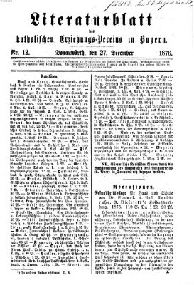 Katholische Schulzeitung (Bayerische Schulzeitung) Mittwoch 27. Dezember 1876