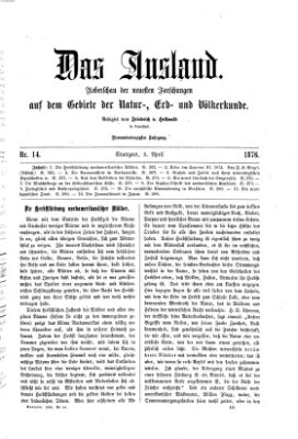 Das Ausland Montag 3. April 1876