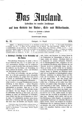 Das Ausland Montag 14. August 1876