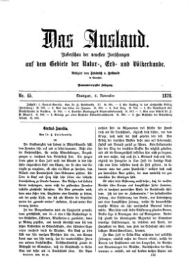 Das Ausland Montag 6. November 1876