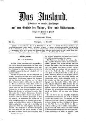 Das Ausland Montag 18. Dezember 1876