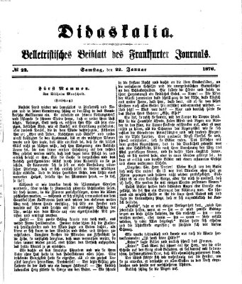 Didaskalia Samstag 22. Januar 1876