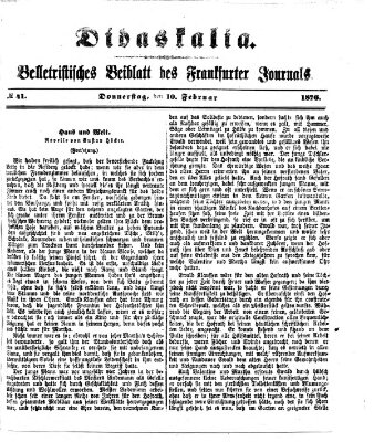 Didaskalia Donnerstag 10. Februar 1876