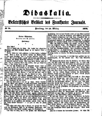 Didaskalia Freitag 10. März 1876