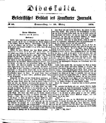 Didaskalia Donnerstag 23. März 1876