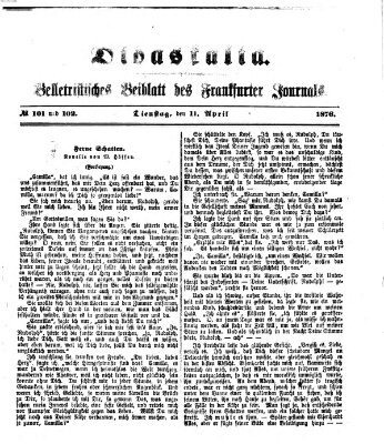 Didaskalia Dienstag 11. April 1876