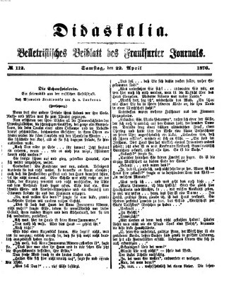 Didaskalia Samstag 22. April 1876