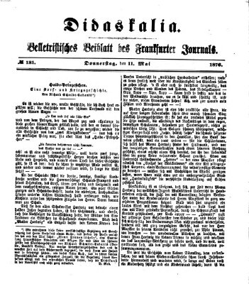 Didaskalia Donnerstag 11. Mai 1876