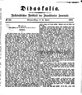 Didaskalia Donnerstag 15. Juni 1876