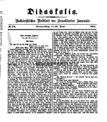 Didaskalia Donnerstag 22. Juni 1876