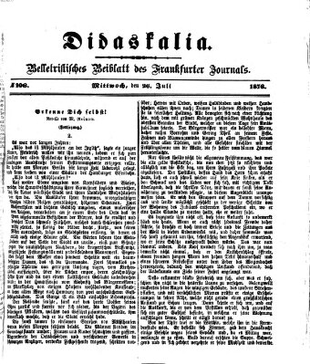 Didaskalia Mittwoch 26. Juli 1876