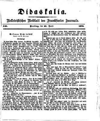 Didaskalia Freitag 28. Juli 1876