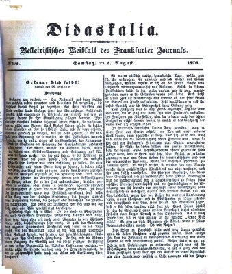 Didaskalia Samstag 5. August 1876