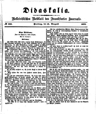 Didaskalia Freitag 18. August 1876