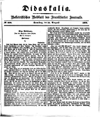 Didaskalia Samstag 19. August 1876