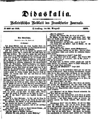 Didaskalia Dienstag 29. August 1876