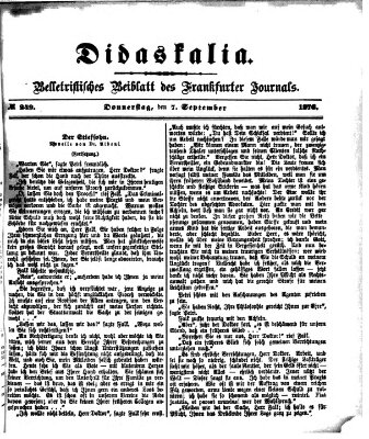 Didaskalia Donnerstag 7. September 1876