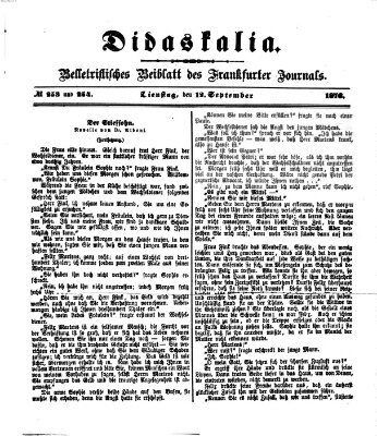 Didaskalia Dienstag 12. September 1876