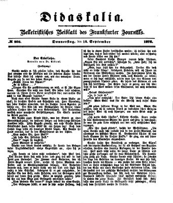 Didaskalia Donnerstag 14. September 1876