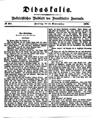 Didaskalia Freitag 15. September 1876