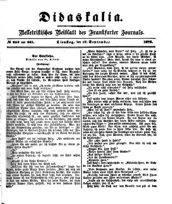 Didaskalia Dienstag 19. September 1876