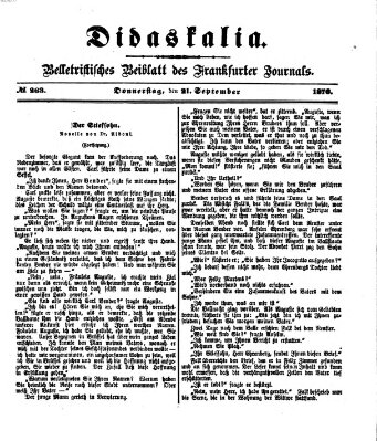 Didaskalia Donnerstag 21. September 1876