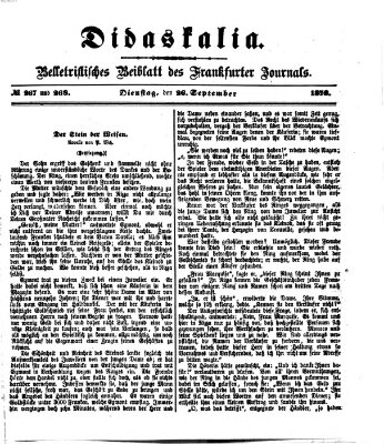 Didaskalia Dienstag 26. September 1876