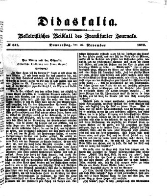 Didaskalia Donnerstag 16. November 1876