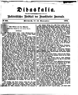 Didaskalia Mittwoch 22. November 1876