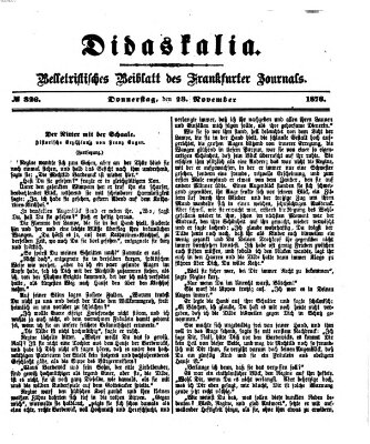 Didaskalia Donnerstag 23. November 1876