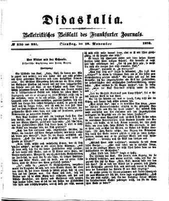 Didaskalia Dienstag 28. November 1876