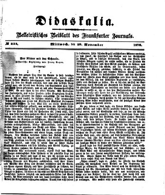 Didaskalia Mittwoch 29. November 1876