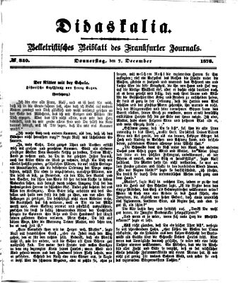 Didaskalia Donnerstag 7. Dezember 1876