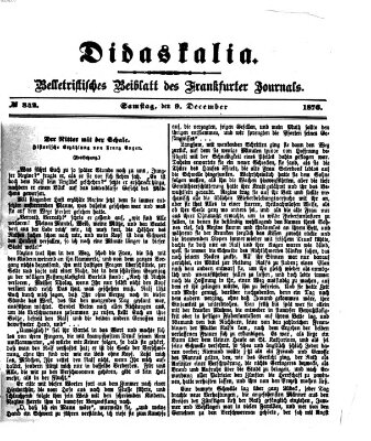 Didaskalia Samstag 9. Dezember 1876