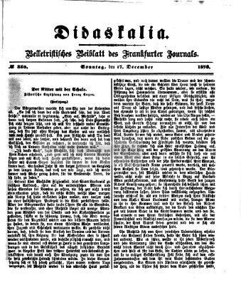 Didaskalia Sonntag 17. Dezember 1876