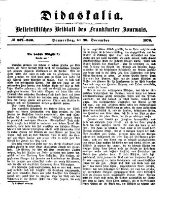 Didaskalia Donnerstag 28. Dezember 1876